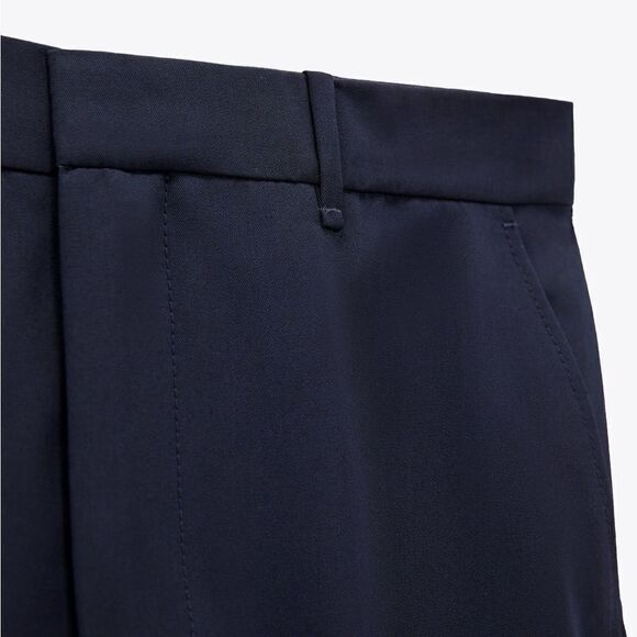 Zara Wool Blend Pants Navy Blue - Picture 3 of 8